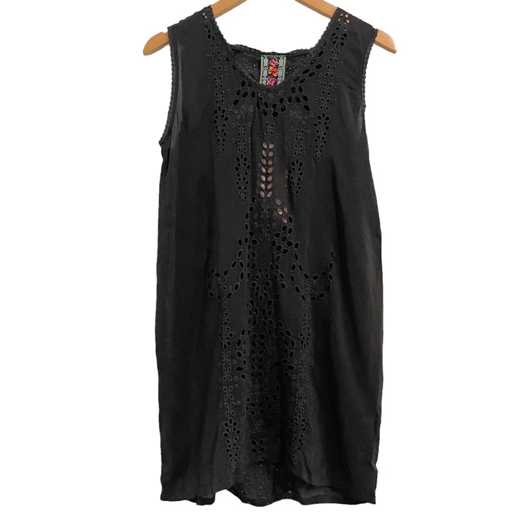 Johnny Was Avamono Sleeveless Eyelet Black Tunic Top NWT XS